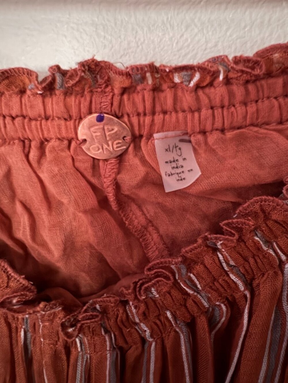 NWOT Free People One Ember Stripe Midi Skirt in Terracotta, size L & XL - Picture 6 of 7